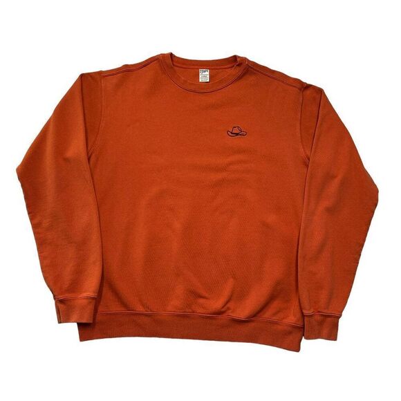 Mugsy Men's Orange Cowboy Hat Embroidered Crewneck Sweatshirt - Picture 1 of 9